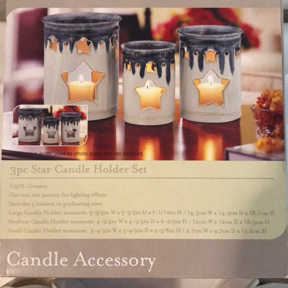 3 pc Star candle holder set